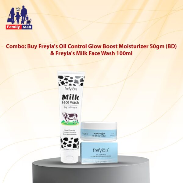 Combo: Buy Freyia's Oil Control Glow Boost Moisturizer 50gm (BD) & Freyia's Milk Face Wash 100ml